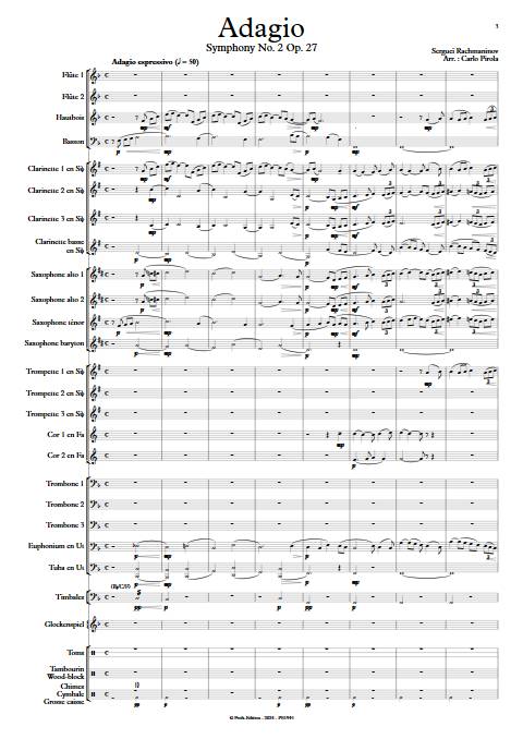 Adagio Symphony No. 2 - Orchestre d'harmonie - RACHMANINOV - Partition