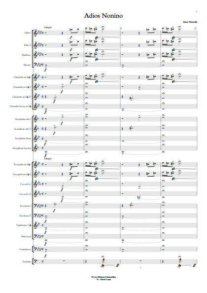Adios Nonino - Orchestre d'Harmonie - PIAZZOLLA A. - Partition