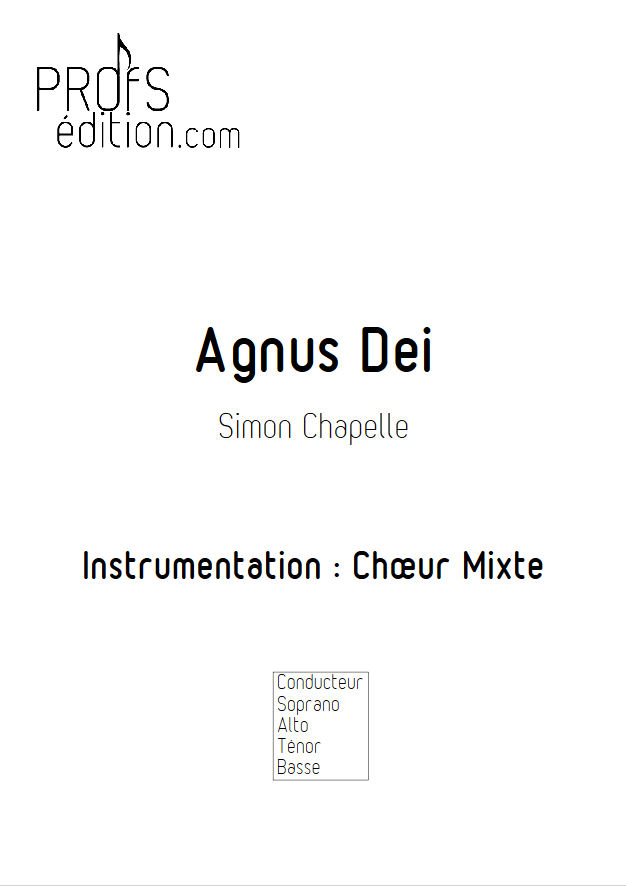 Agnus Dei - Chœur Mixte - CHAPELLE S. - page de garde