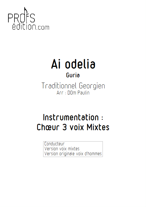 Ai Odelia - 3 voix mixtes - TRADITIONNEL - page de garde