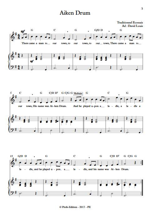 Aiken Drum - Piano Voix - TRADITIONNEL ECOSSAIS - Partition
