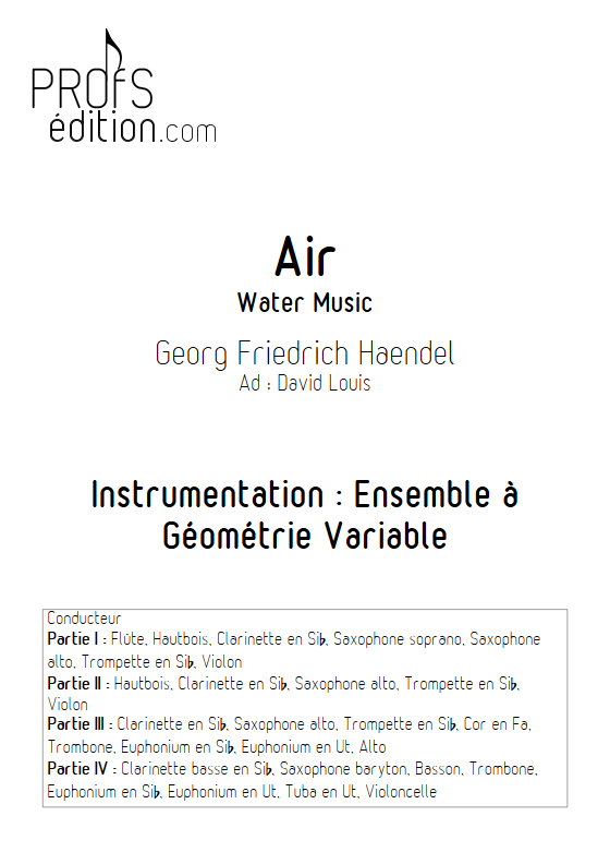 Air - Water Music - Ensemble à Géométrie Variable - HAENDEL G. F. - page de garde