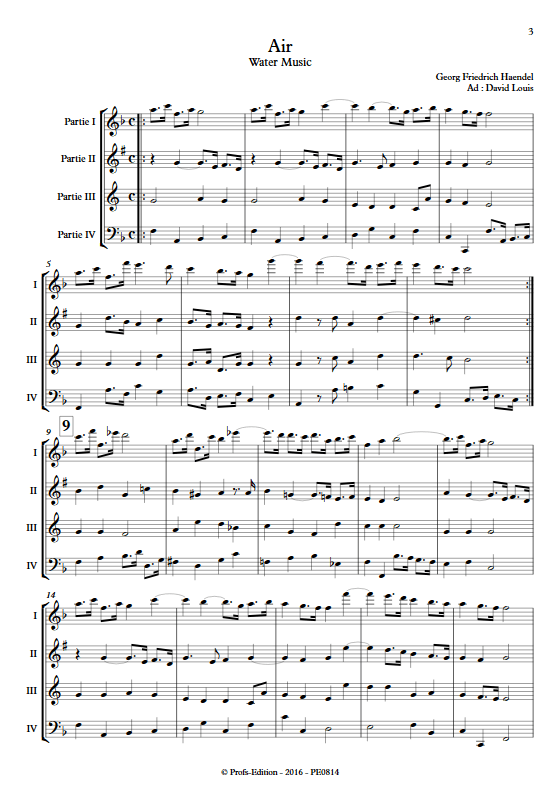 Air - Water Music - Ensemble à Géométrie Variable - HAENDEL G. F. - Partition