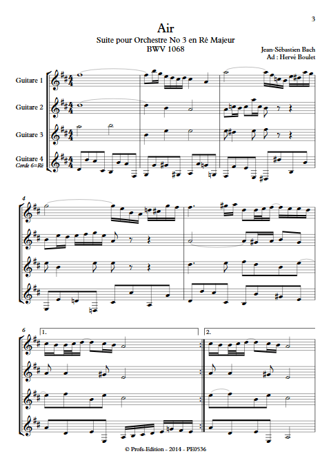 Air de Bach - BWV 1068 - Ensemble de Guitares - BACH J. S. - app.scorescoreTitle