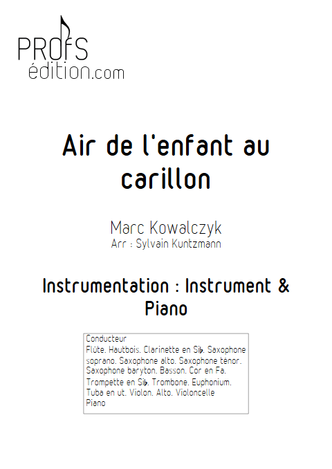 Air de l'enfant au Carillon - Duo - KOWALCZYK M. - page de garde