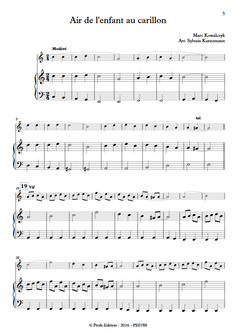 Air de l'enfant au Carillon - Duo - KOWALCZYK M. - app.scorescoreTitle