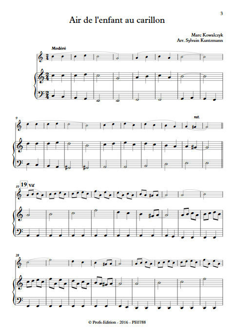 Air de l'enfant au Carillon - Duo - KOWALCZYK M. - Partition