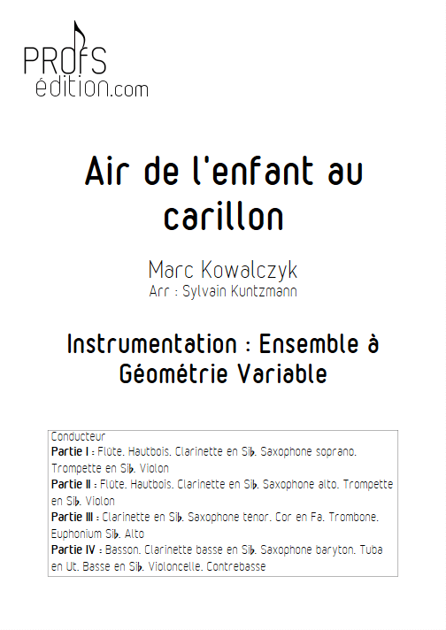 Air de l'enfant au Carillon - Ensemble à Géométrie Variable - KOWALCZYK M. - page de garde