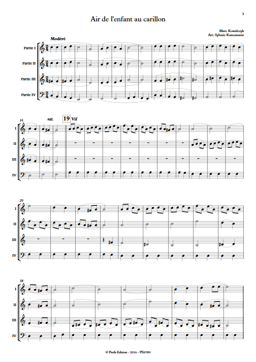 Air de l'enfant au Carillon - Ensemble à Géométrie Variable - KOWALCZYK M. - Partition