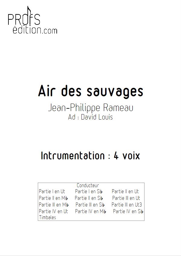 L'air des Sauvages - Ensemble Géométrie Variable - RAMEAU J. P. - page de garde