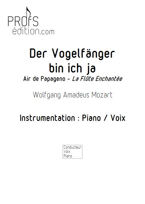 Air de Papageno, Der Vogelfänger bin ich ja - Piano Voix - MOZART W. A. - page de garde