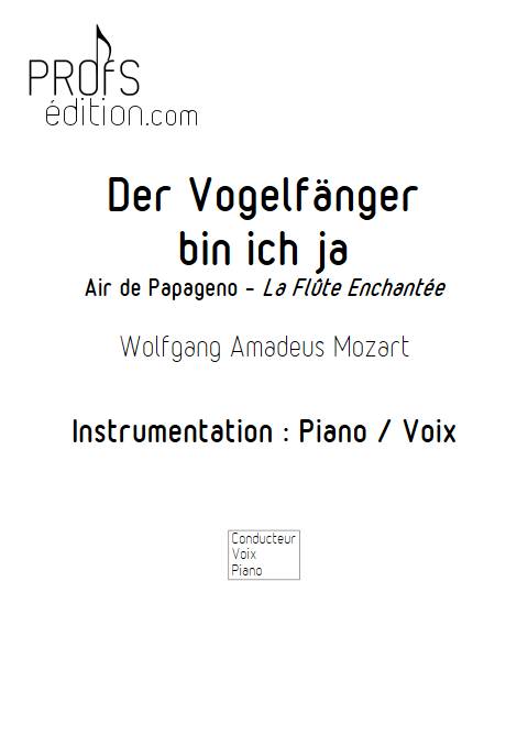 Air de Papageno, Der Vogelfänger bin ich ja - Piano Voix - MOZART W. A. - page de garde