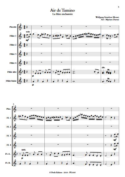 Air de Tamino - Ensemble de Flûtes - MOZART W.A. - app.scorescoreTitle