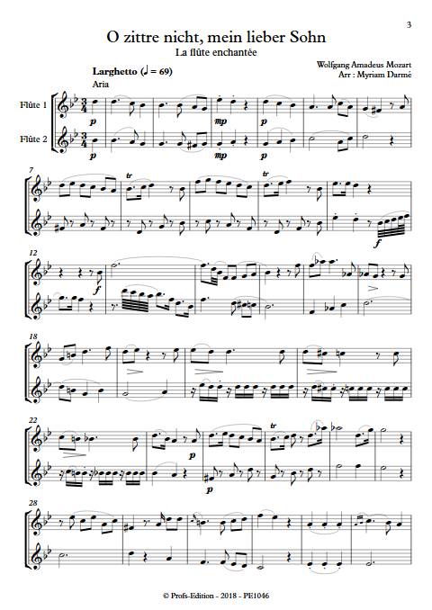 Air de la Reine de la nuit - Duo de Flûtes - MOZART W. A. - Partition