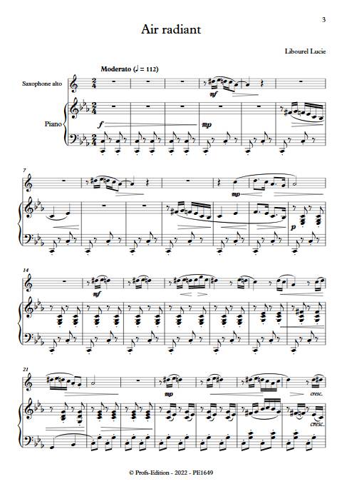 Air radiant - Saxophone et Piano - LIBOUREL L. - Partition