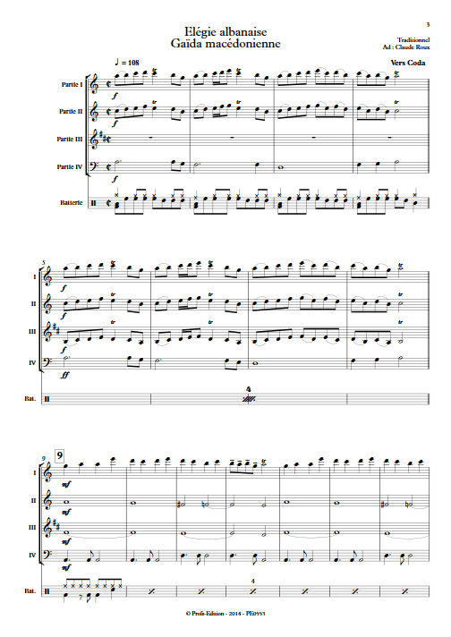 Elégie Albanaise - Ensemble à Géométrie Variable - TRADITIONNEL - app.scorescoreTitle