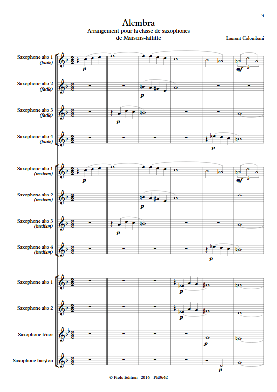 Alembra - Ensemble de Saxophones - COLOMBANI L. - app.scorescoreTitle