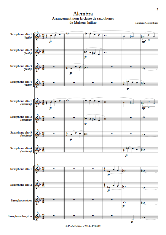 Alembra - Ensemble de Saxophones - COLOMBANI L. - Partition