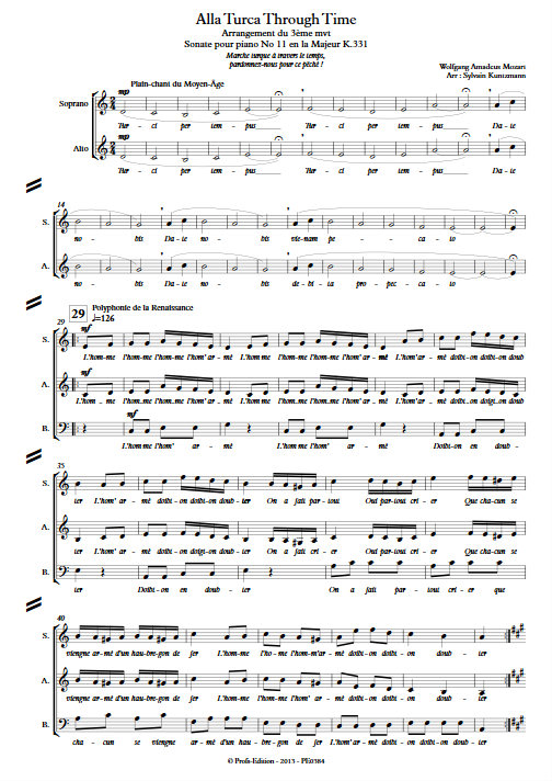 Alla Turka Through Time - Nonetto - MOZART W. A. - Partition