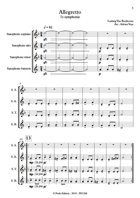 Allegretto 7e symphonie - Quatuor de Saxophones  - BEETHOVEN L. V. - app.scorescoreTitle