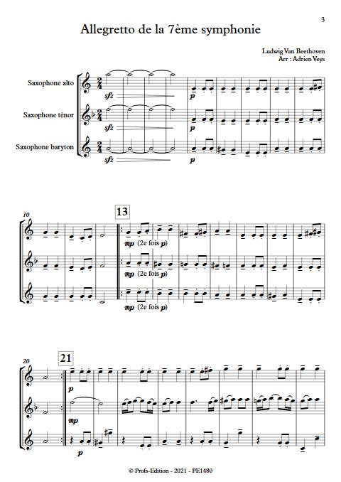 Allegretto de la 7e symphonie - Trio de Saxophones - BEETHOVEN L. V. - Partition