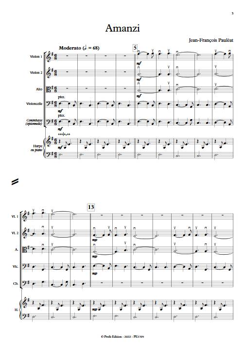 Amanzi - Orchestre à cordes - PAULEAT J. F. - Partition