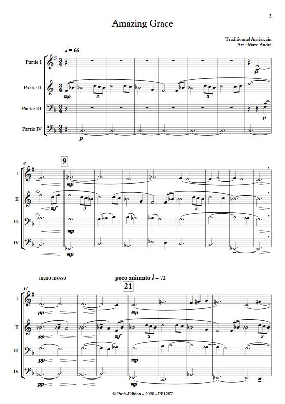 Amazing Grace - Ensemble Variable 2e Cycle - TRADITIONNEL AMERICAIN - Partition
