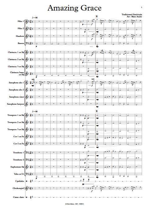 Amazing Grace - Orchestre d'Harmonie - TRADITIONNEL AMERICAIN - Partition