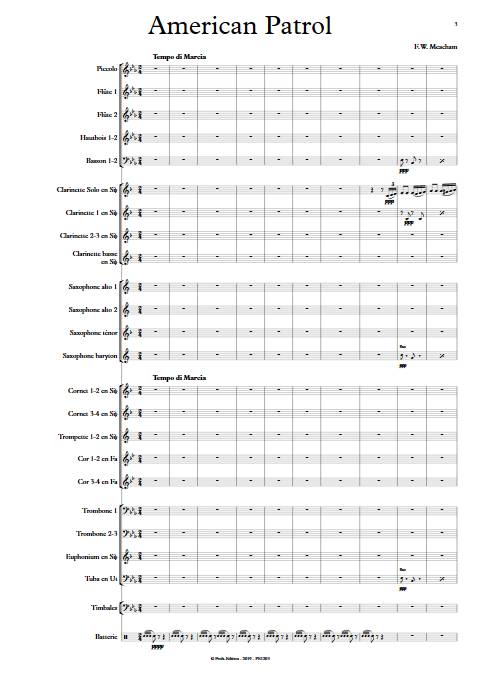 American Patrol - Orchestre d'Harmonie - MEACHAM F.W. - Partition
