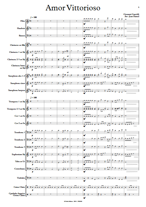 Amor Vittorioso - Orchestre d'Harmonie - GASTOLDI G. - Partition