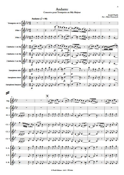 Andante Concerto pour trompette en Mib - Trompette & Ensemble de bois - HAYDN J. - app.scorescoreTitle