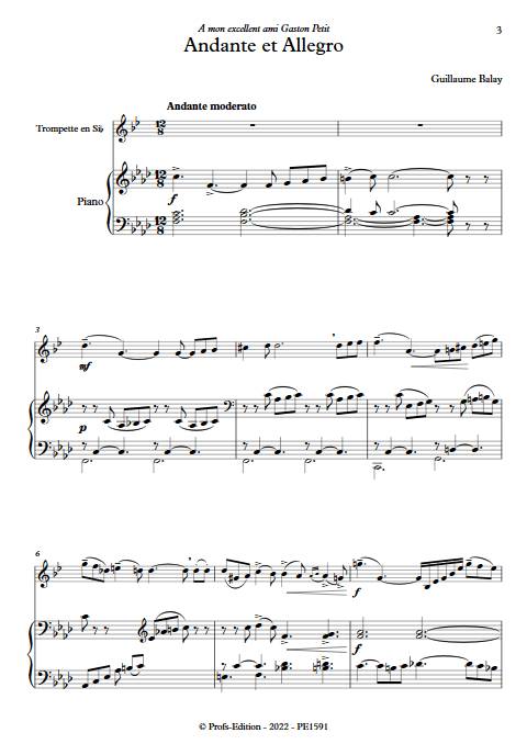 Andante et Allegro - Trompette et Piano - BALAY G. - Partition