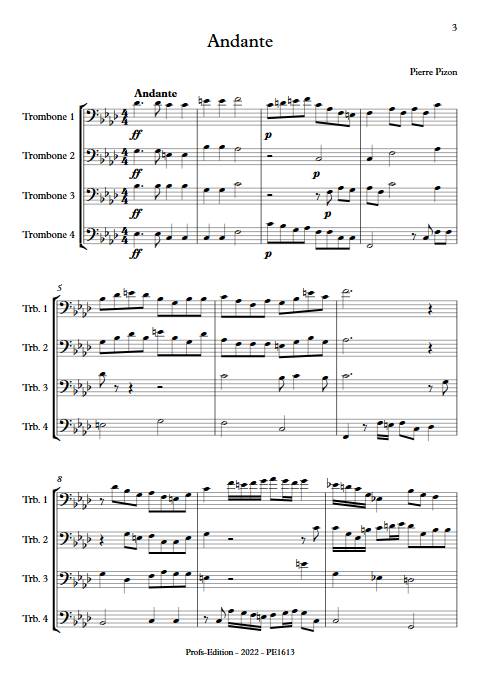 Andante pour 4 trombones - Quatuor de Trombones - PIZON P. - app.scorescoreTitle