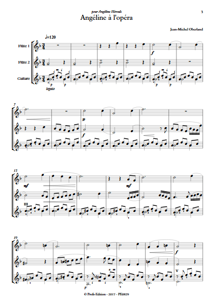 Angéline à l'Opéra - 2 flûtes et Piano - OBERLAND J. M. - Partition