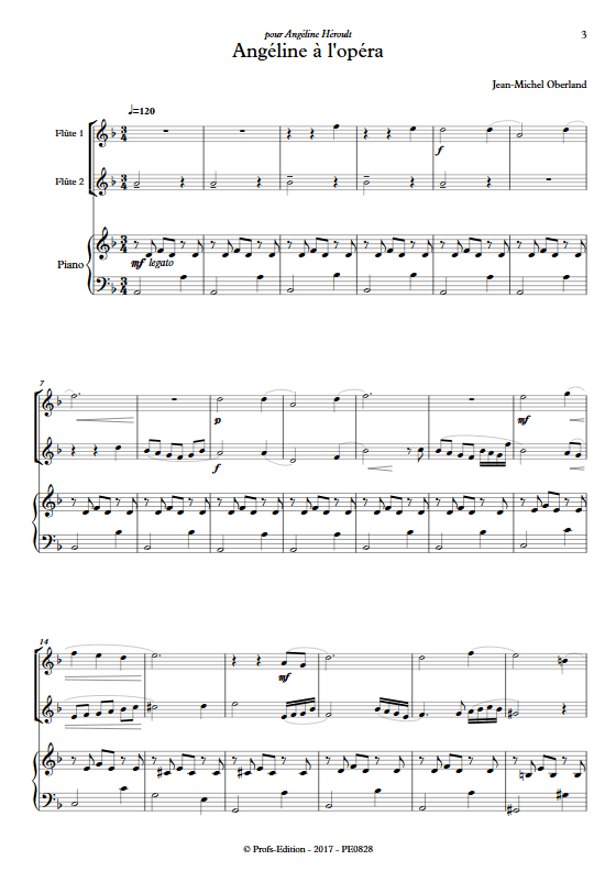 Angéline à l'Opéra - 2 flûtes et Piano - OBERLAND J. M. - app.scorescoreTitle