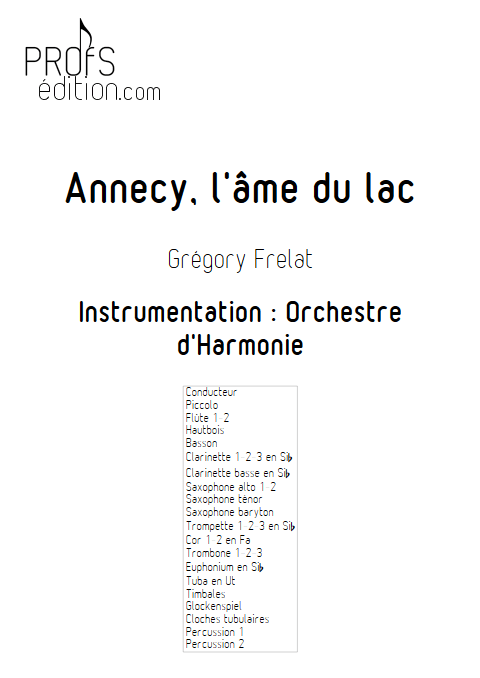 Annecy l'âme du lac - Orchestre d'Harmonie - FRELAT G. - page de garde