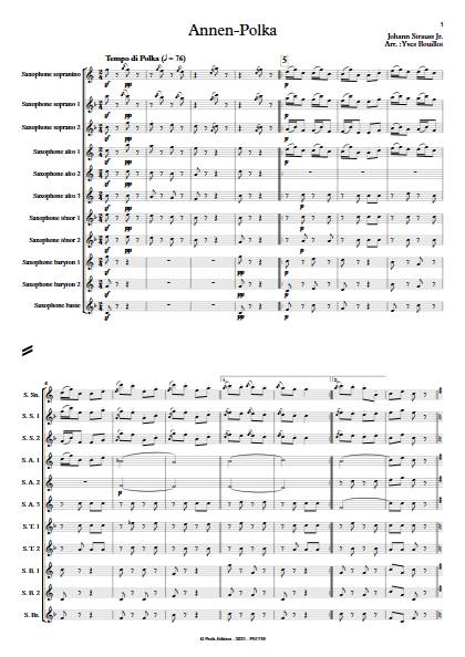 Annen-Polka - Ensemble de Saxophones - STRAUSS J. Jr - Partition