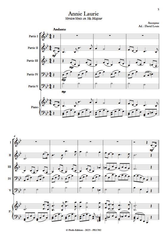 Annie Laurie - Ensemble à géométrie variable - ANONYME - Partition