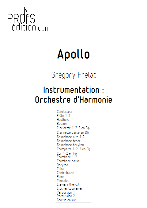 Apollo - Orchestre d'Harmonie - FRELAT G. - page de garde