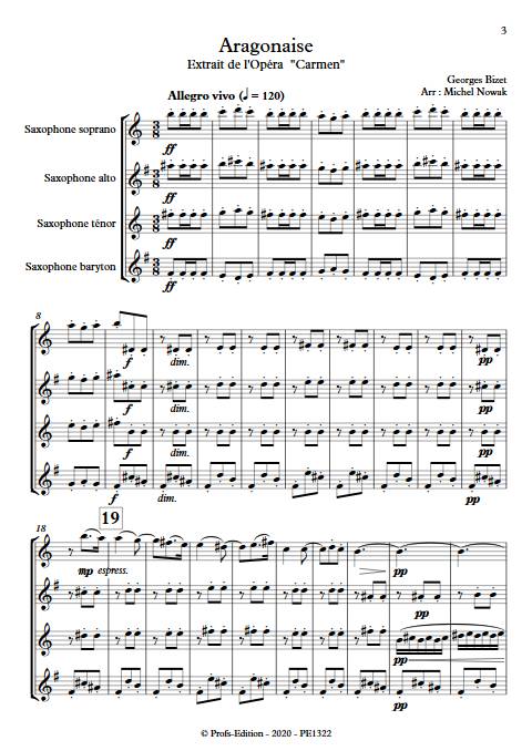 Aragonaise - Quatuor de Saxophones - BIZET G. - Partition