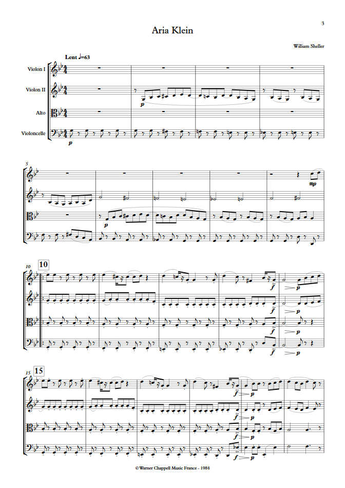 Aria Klein - Quatuor à Cordes - SHELLER W. - app.scorescoreTitle