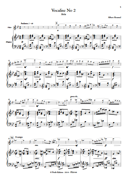 Aria - Duo Flûte et Piano - ROUSSEL A. - Partition