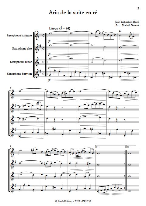 Aria suite en ré - Quatuor de Saxophones - BACH J. S. - app.scorescoreTitle