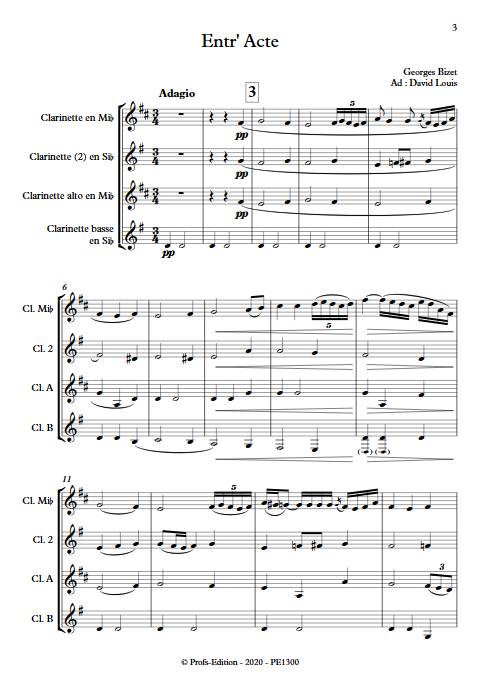 Entr'acte Arlesienne - Quatuor de Clarinettes - BIZET G. - Partition
