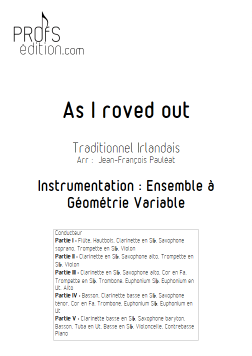 As I roved out - Ensemble à Géométrie Variable - TRAD. IRLANDAIS - page de garde