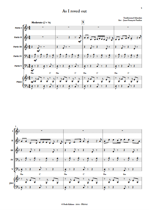 As I roved out - Ensemble à Géométrie Variable - TRAD. IRLANDAIS - Partition