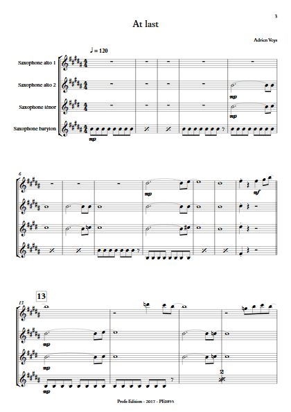 At last - Quatuor de Saxophones- VEYS A. - Partition