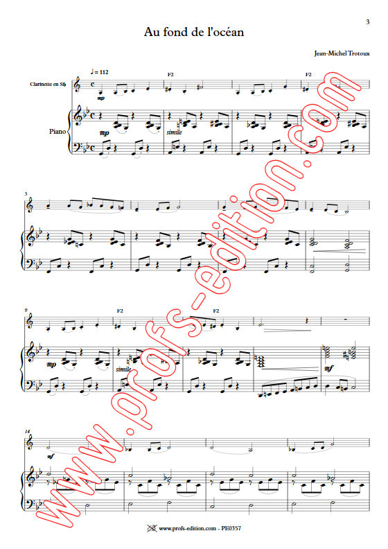 Au fond de l'Océan - Clarinette & Piano - TROTOUX J. M. - app.scorescoreTitle