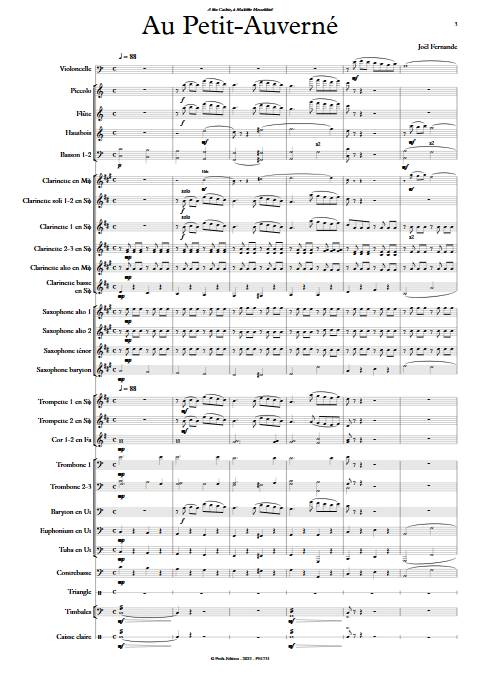 Au Petit-Auverné - Orchestre d'harmonie - FERNANDE J. - Partition
