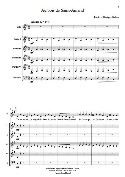 Au bois de saint-Amand - Ensemble Variable - BARBARA - app.scorescoreTitle